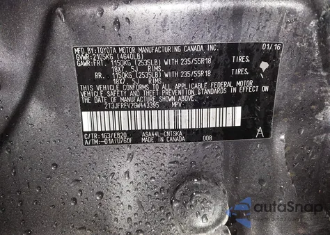 2016 Toyota Rav4 Se z USA, uszkodzony, nr VIN 2T3JFREV2GW443395